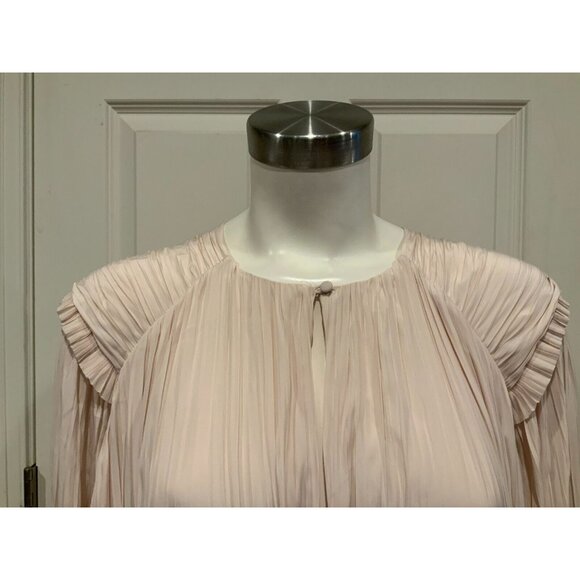 Joie Rheia Shimmer Nude Pleated Romantic Midi Dress, NWT! Size Large - Picture 3 of 10